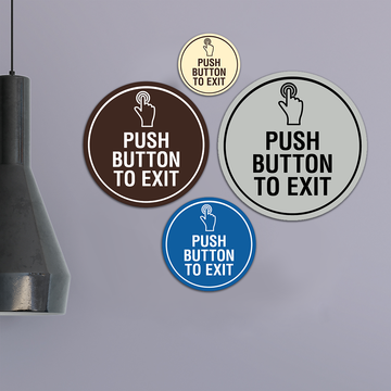 Signs ByLITA Circle Push Button To Exit Wall or Door Sign